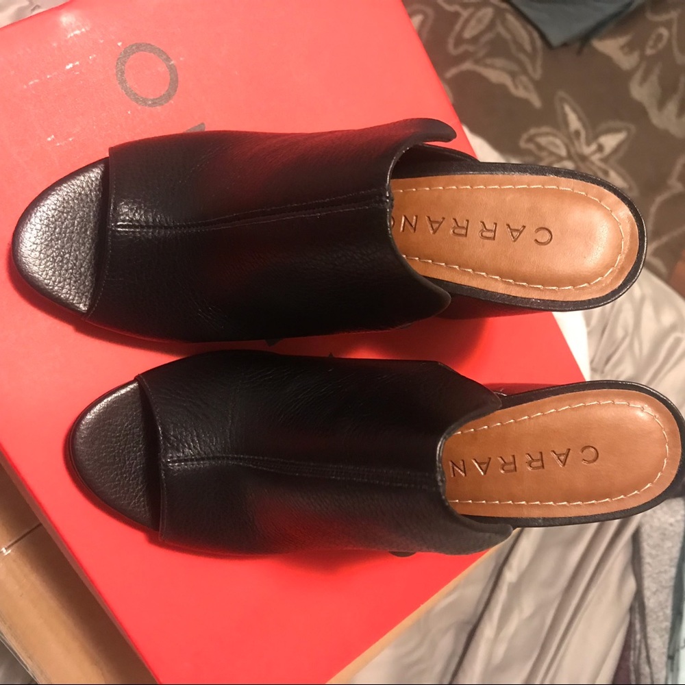 Carrano Black Leather Open Toe Mules/Sandals BNWT - Picture 6 of 6